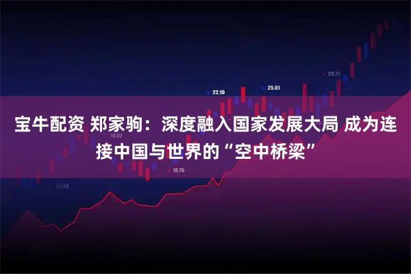 宝牛配资 郑家驹：深度融入国家发展大局 成为连接中国与世界的“空中桥梁”